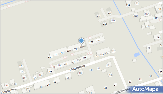 Warszawa, Ligustrowa, 23P, mapa Warszawy