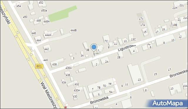 Warszawa, Ligustrowa, 5, mapa Warszawy