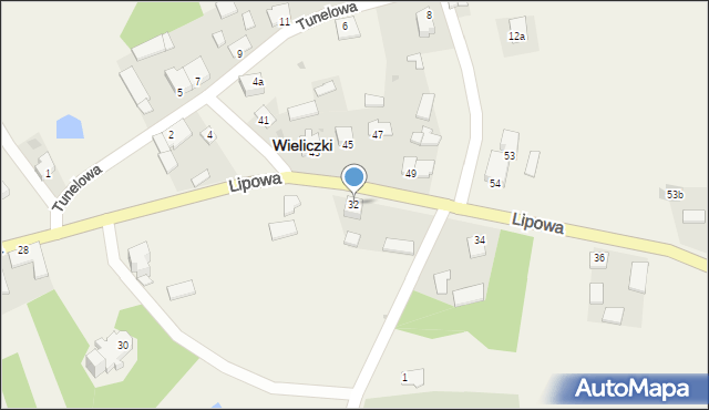Wieliczki, Lipowa, 32, mapa Wieliczki