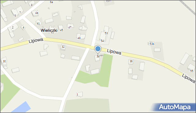 Wieliczki, Lipowa, 34, mapa Wieliczki