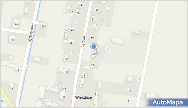 Wierzbice, Lipowa, 25A, mapa Wierzbice