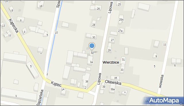 Wierzbice, Lipowa, 32, mapa Wierzbice