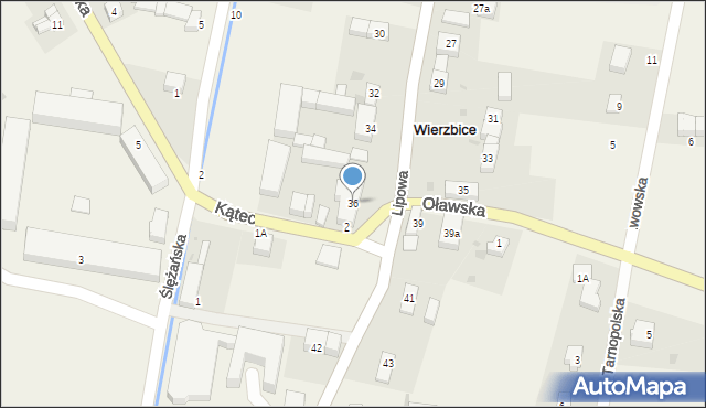 Wierzbice, Lipowa, 36, mapa Wierzbice