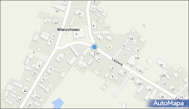 Wierzchowo, Lipowa, 2, mapa Wierzchowo