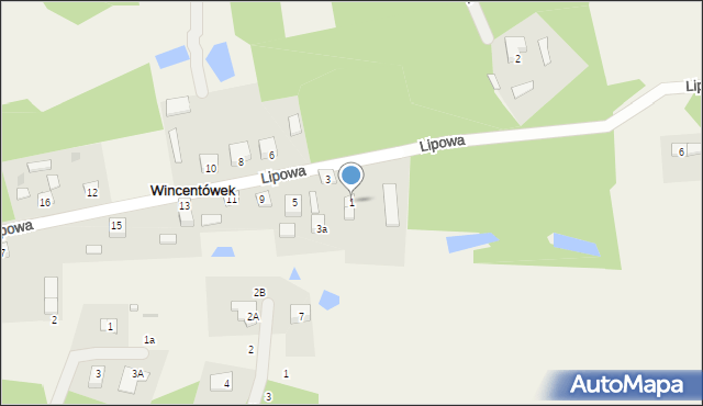 Wincentówek, Lipowa, 1, mapa Wincentówek