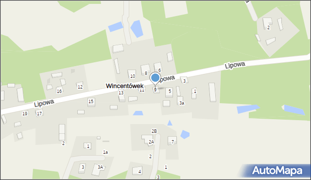 Wincentówek, Lipowa, 9, mapa Wincentówek