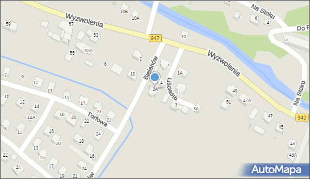 Wisła, Liściasta, 2A, mapa Wisła