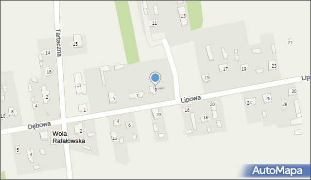 Wola Rafałowska, Lipowa, 9, mapa Wola Rafałowska