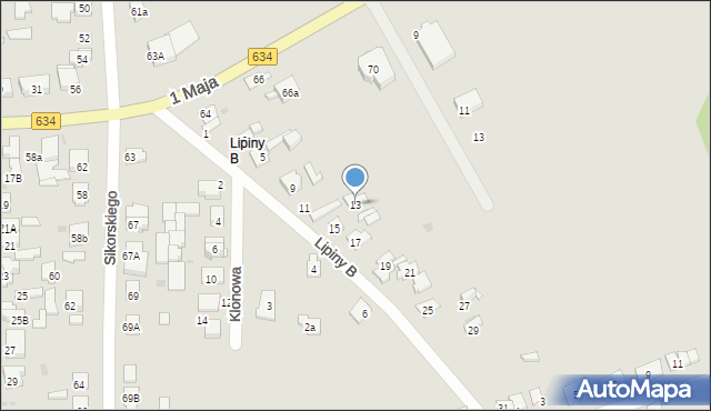 Wołomin, Lipiny B, 13, mapa Wołomin