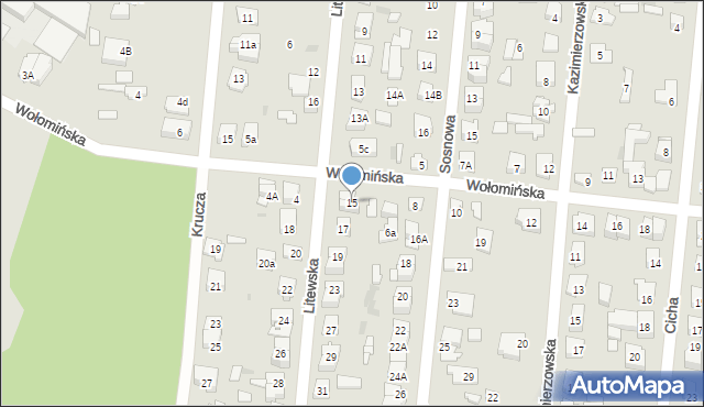 Wołomin, Litewska, 15, mapa Wołomin
