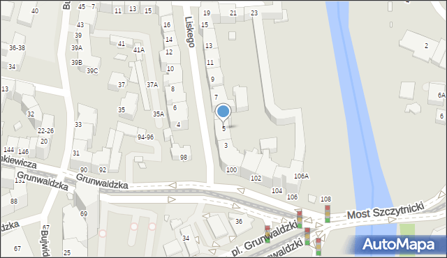 Wrocław, Liskego Ksawerego, 5, mapa Wrocławia