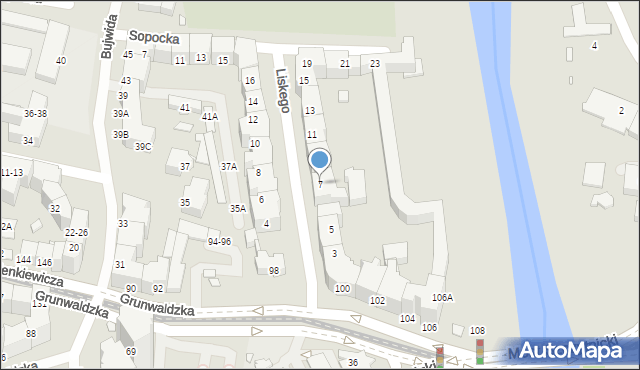 Wrocław, Liskego Ksawerego, 7, mapa Wrocławia