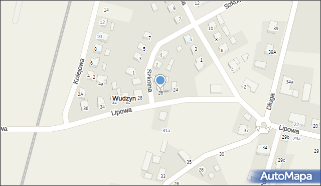 Wudzyn, Lipowa, 26, mapa Wudzyn