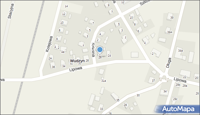 Wudzyn, Lipowa, 26, mapa Wudzyn