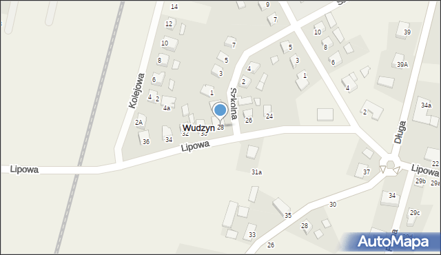 Wudzyn, Lipowa, 28, mapa Wudzyn