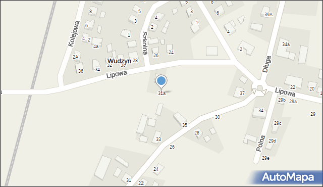 Wudzyn, Lipowa, 31a, mapa Wudzyn