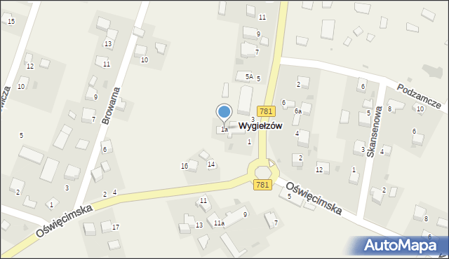 Wygiełzów, Lipowiecka, 1a, mapa Wygiełzów