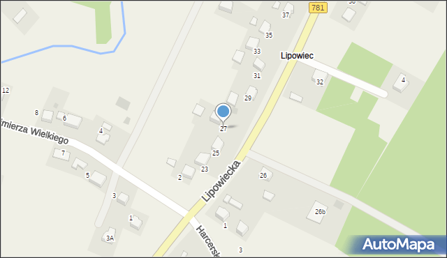 Wygiełzów, Lipowiecka, 27, mapa Wygiełzów