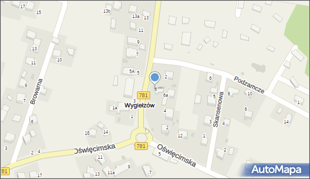 Wygiełzów, Lipowiecka, 6, mapa Wygiełzów