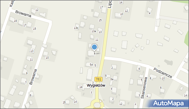 Wygiełzów, Lipowiecka, 7, mapa Wygiełzów