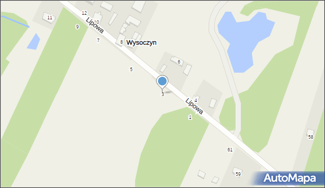 Wysoczyn, Lipowa, 3, mapa Wysoczyn