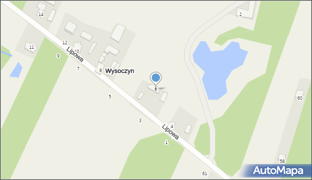 Wysoczyn, Lipowa, 6, mapa Wysoczyn