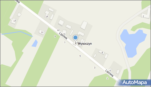 Wysoczyn, Lipowa, 8, mapa Wysoczyn