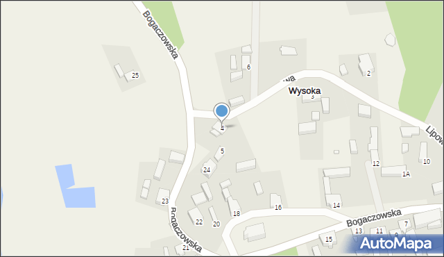 Wysoka, Lipowa, 4, mapa Wysoka