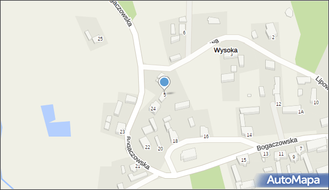 Wysoka, Lipowa, 5, mapa Wysoka