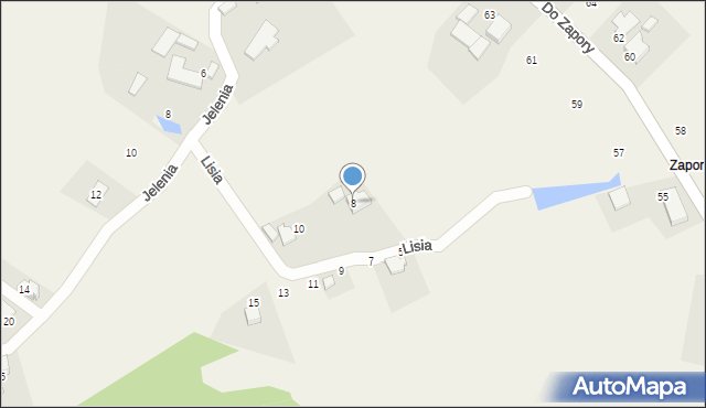 Zabrzeg, Lisia, 8, mapa Zabrzeg