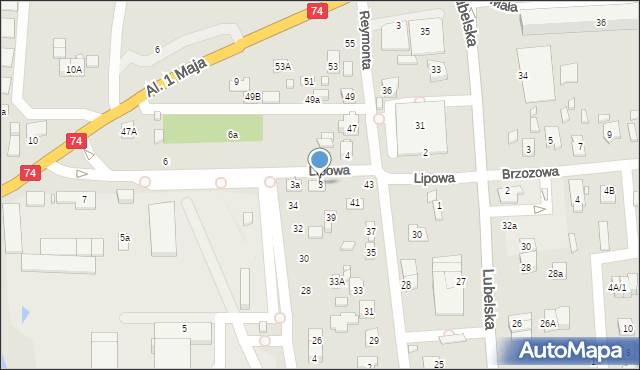 Zamość, Lipowa, 3, mapa Zamościa