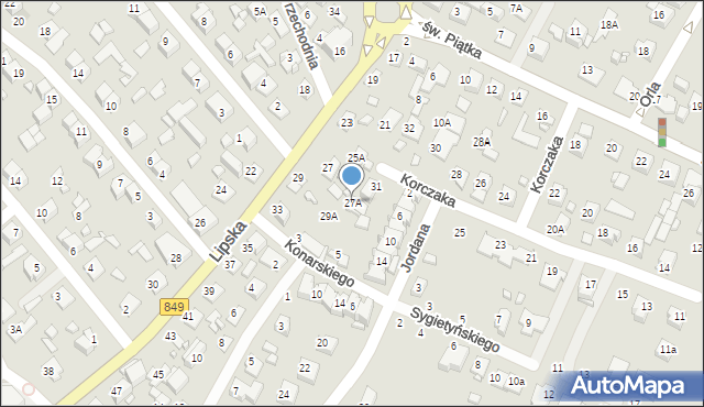 Zamość, Lipska, 27A, mapa Zamościa