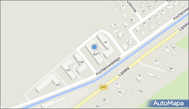 Zamość, Lipska, 42A, mapa Zamościa