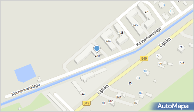 Zamość, Lipska, 42D, mapa Zamościa