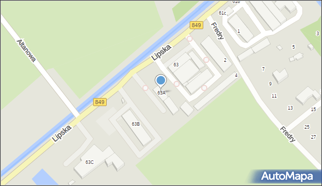 Zamość, Lipska, 63A, mapa Zamościa