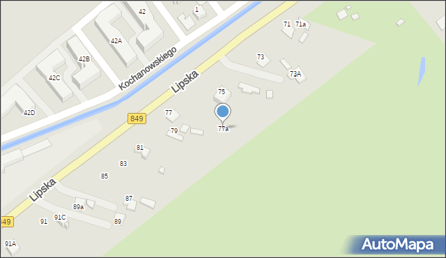 Zamość, Lipska, 77a, mapa Zamościa