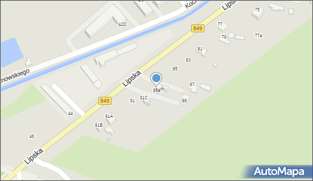 Zamość, Lipska, 89a, mapa Zamościa