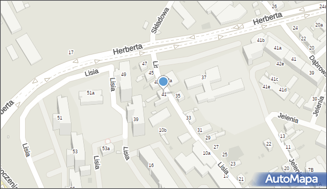 Zielona Góra, Lisia, 41, mapa Zielona Góra