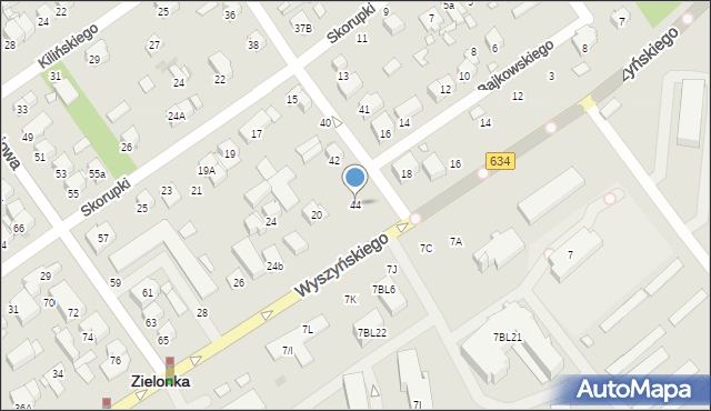 Zielonka, Literacka, 44, mapa Zielonka