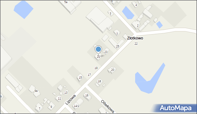 Złotkowo, Lipowa, 21, mapa Złotkowo