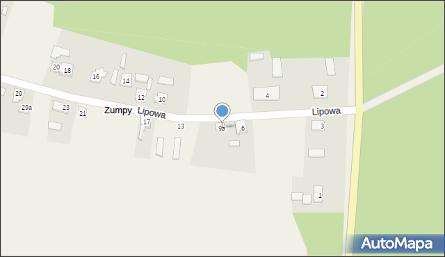 Zumpy, Lipowa, 9a, mapa Zumpy