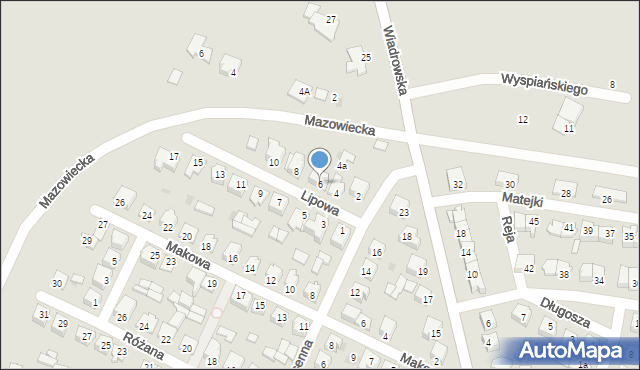 Żuromin, Lipowa, 6, mapa Żuromin