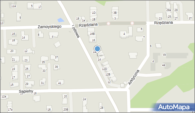 Białystok, Lodowa, 14A, mapa Białegostoku