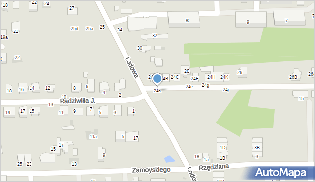 Białystok, Lodowa, 24a, mapa Białegostoku