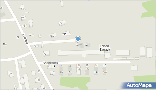 Białystok, Lodowa, 72c, mapa Białegostoku