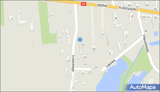 Brzeziny, Łódzka, 1a, mapa Brzeziny