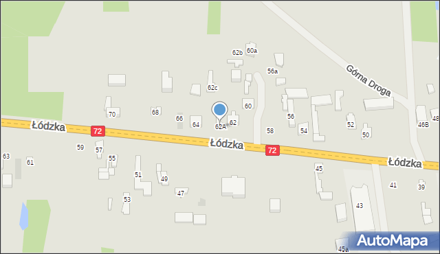 Brzeziny, Łódzka, 62A, mapa Brzeziny