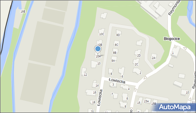 Cieszyn, Łowiecka, 10A, mapa Cieszyna