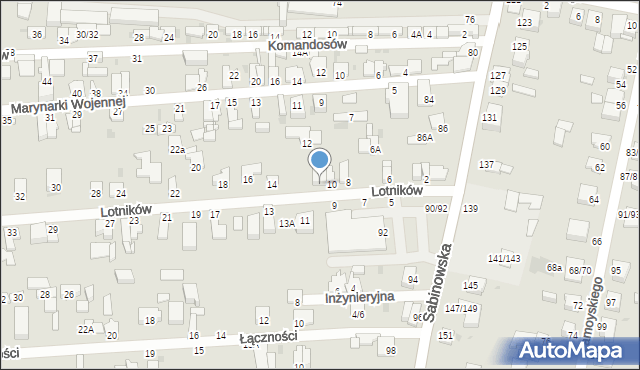 Częstochowa, Lotników, 10A, mapa Częstochowy