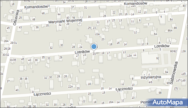 Częstochowa, Lotników, 21, mapa Częstochowy